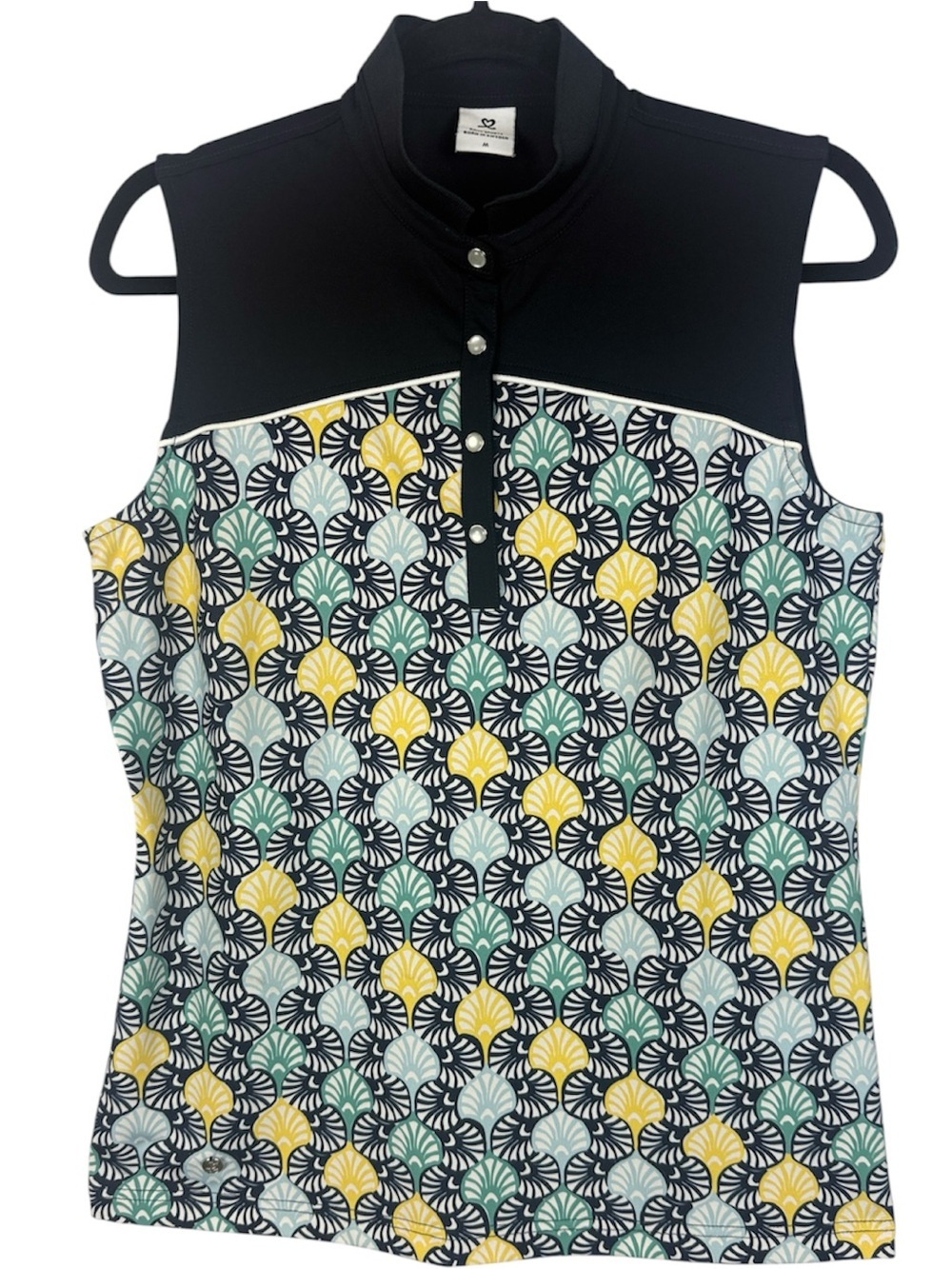 Daily Sports Sweden Sleeveless Golf Polo Top Geometric Print Size M